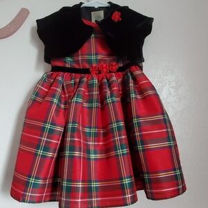 Laura ashley tartan plaid red dress 18 months